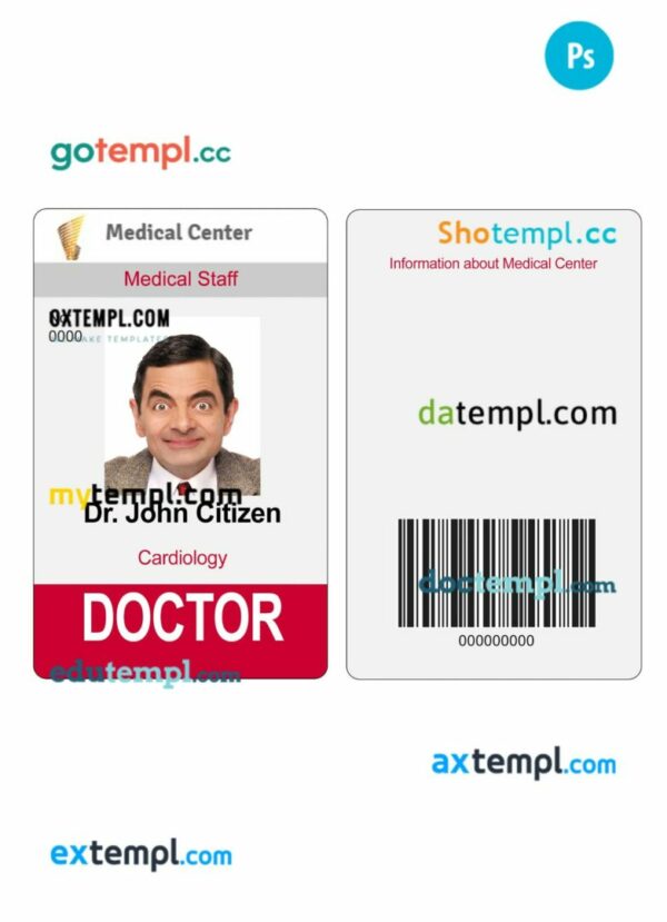 Medical center ID card PSD template