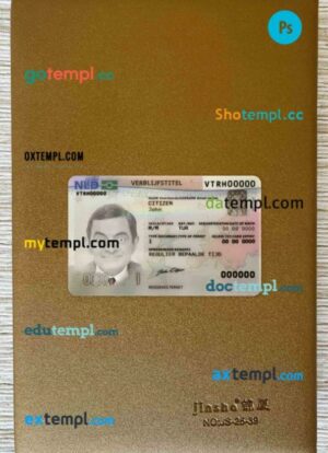 Netherlands residence permit editable PSD files, scan look and photo-realistic look, 2 in 1