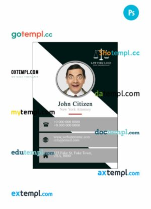 New York attorney ID card PSD template, version 2