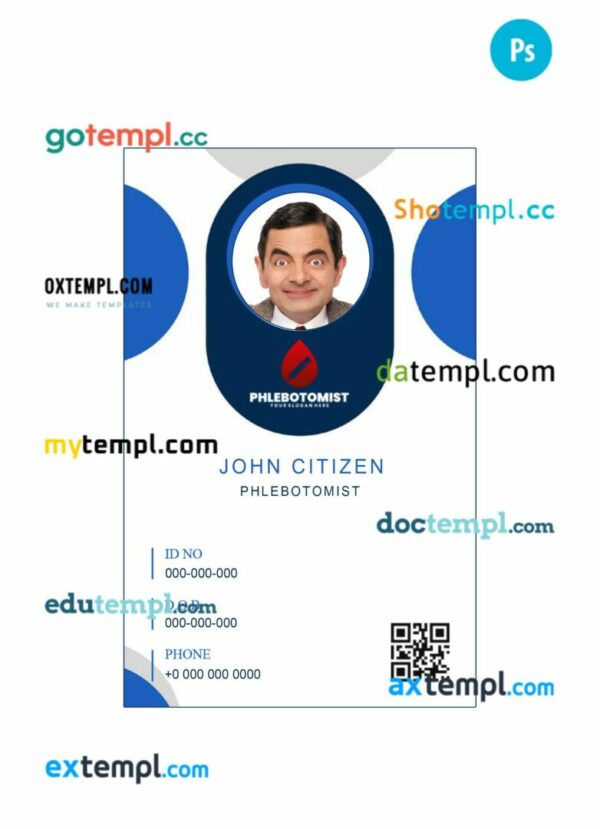 Phlebotomist ID card PSD template, version 1