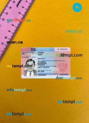 Poland residence permit editable PSDs, scan and photo-realistic snapshot, 2 in 1