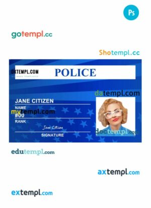 Police ID card PSD template, version 9