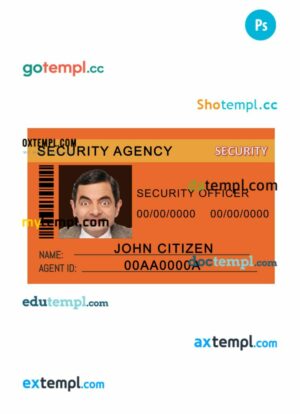 Security agency ID card PSD template, version 2