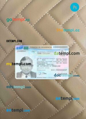 Spain residence card PSD files, scan look and photographed image, 2 in 1