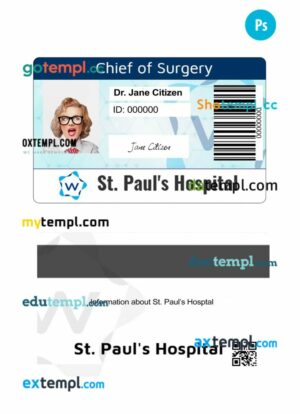 St. Pauls hospital ID card PSD template