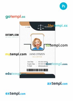 UK lawyer firm ID card PSD template