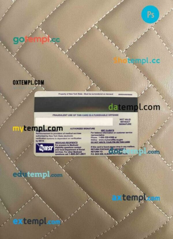 USA New York Medical card editable PSDs, scan and photo-realistic snapshot, 2 in 1 - Image 2