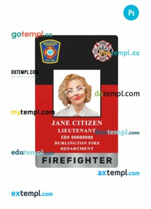 Williston Vermont fire-ems ID card PSD template