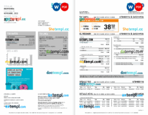 Spain Yoigo internet utility bill in Word and PDF formats, 3 pages