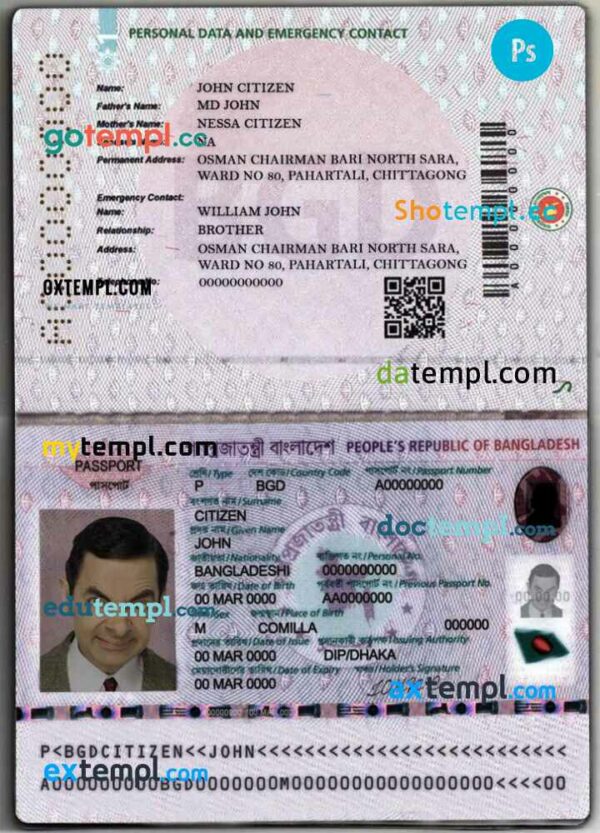 Bangladesh e-passport PSDs, editable scan and photograghed picture template, 2 in 1, 2020-present - Image 2