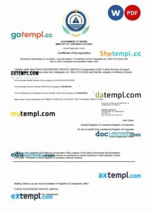 Cabo Verde business registration certificate Word and PDF template