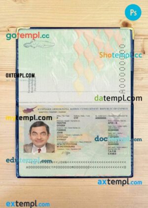 Cyprus passport PSD files, scan and photograghed image, 2 in 1