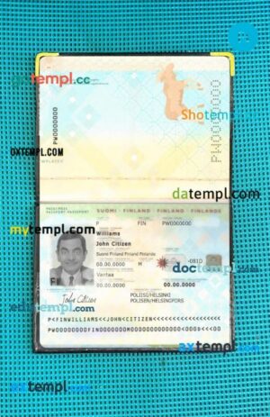 Finland passport PSDs, editable scan and photograghed picture template 2012-2017,2 in 1