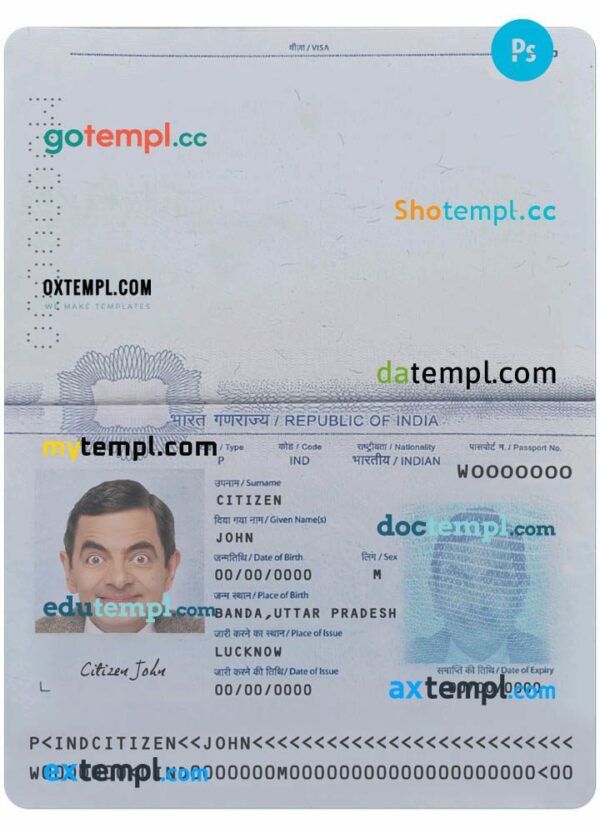India passport PSD files, scan and photo look templates, 2 in 1 - Image 2