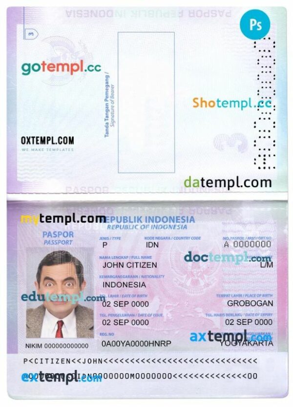 Indonesia passport PSD files, scan and photograghed image, 2 in 1 - Image 2