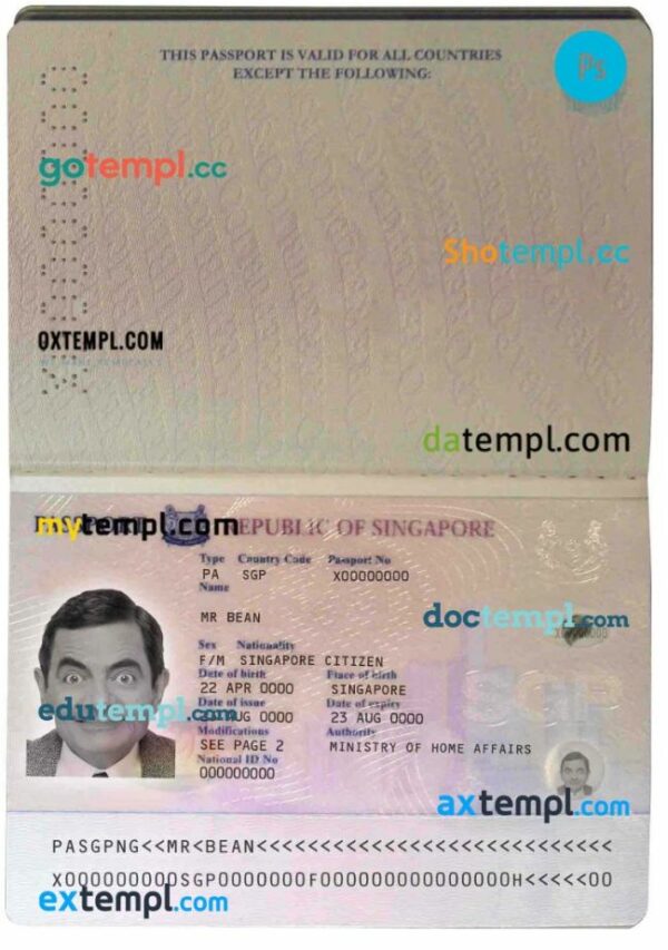Singapore passport PSD files, scan and photo look templates (2006-2017),2 in 1 - Image 2