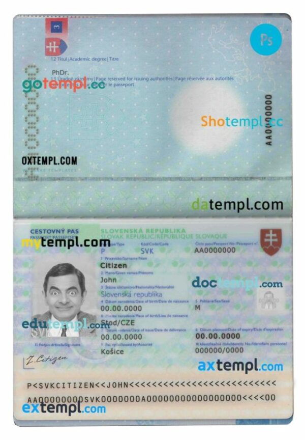 Slovakia passport editable PSDs, scan and photo-realistic snapshot, 2 in 1 - Image 2