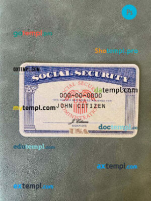 USA SSN photolook blue background PSD files, editable photo-realistic look sample, 2 in 1