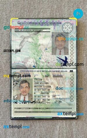United Kingdom of Great Britain passport PSD files, scan and photograghed image (2010-2015),2 in 1