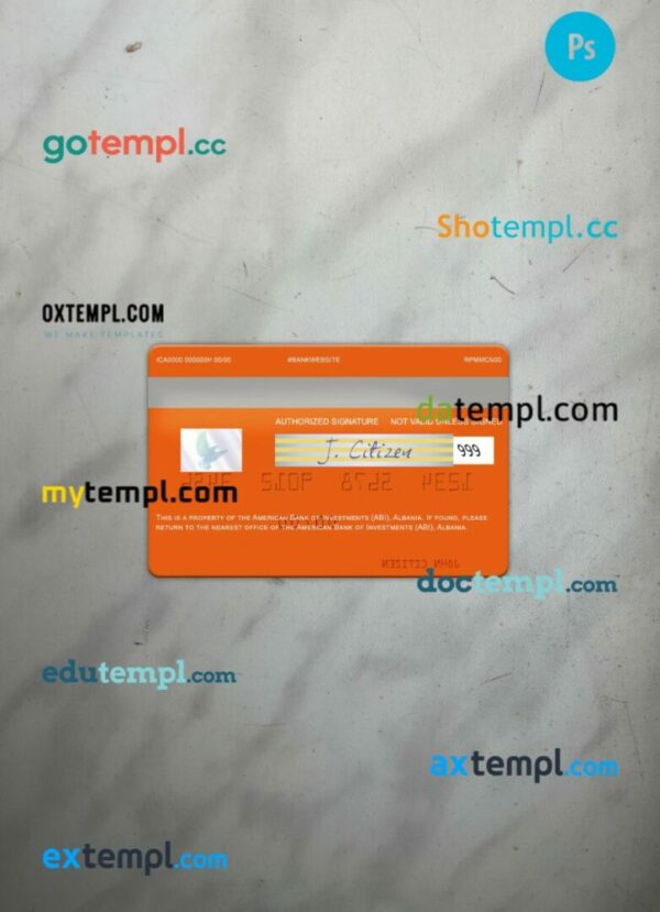 Albania American Bank of Investments (ABI) visa card PSD scan and photo-realistic snapshot, 2 in 1 - Image 2