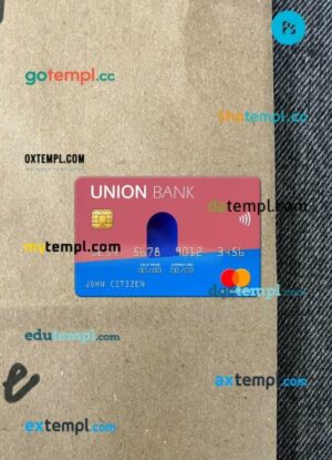 Albania Union Bank mastercard PSD scan and photo taken image, 2 in 1