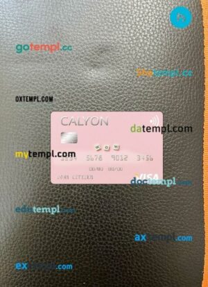 Algeria Calyon Algérie Bank visa card PSD scan and photo-realistic snapshot, 2 in 1