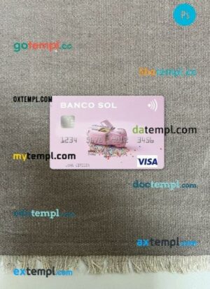 Angola Banco Sol visa card PSD scan and photo-realistic snapshot, 2 in 1