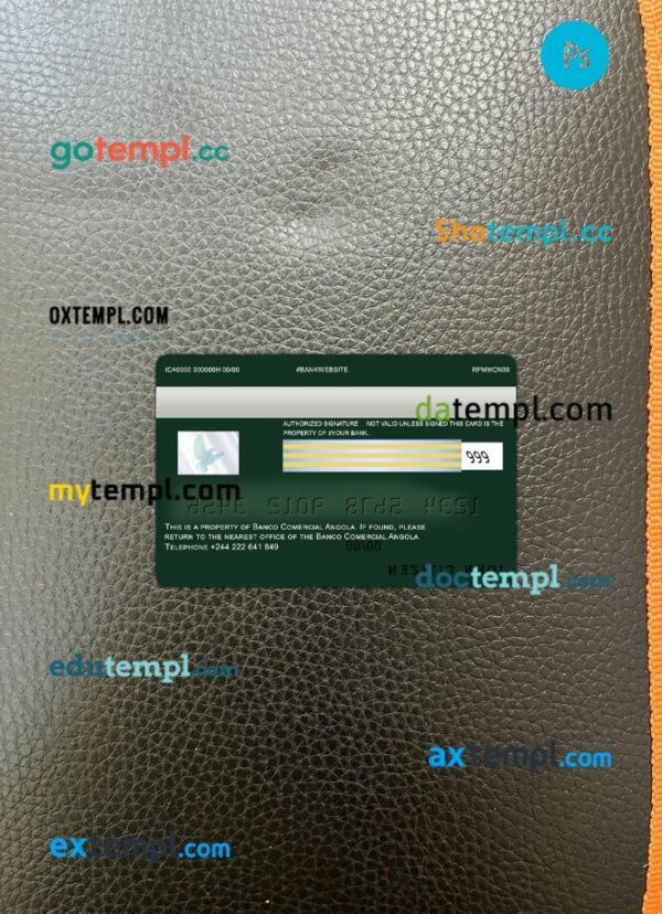 Angola Comercial Bank visa card PSD scan and photo-realistic snapshot, 2 in 1 - Image 2