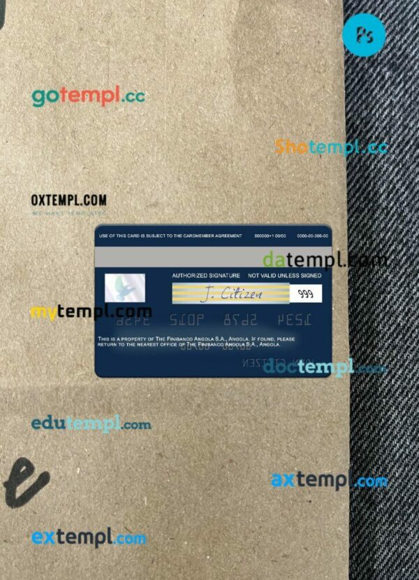 Angola Finibanco Angola S.A. visa card PSD scan and photo-realistic snapshot, 2 in 1 - Image 2