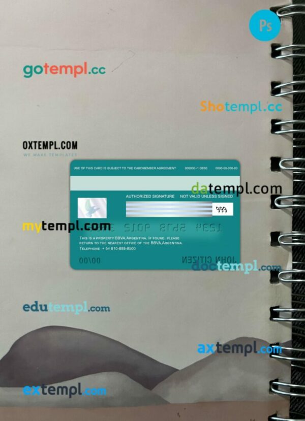 Argentina BBVA bank visa debit card PSD scan and photo-realistic snapshot, 2 in 1 - Image 2