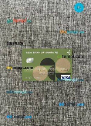 Argentina New Bank of Santa Fe visa card PSD scan and photo-realistic snapshot, 2 in 1