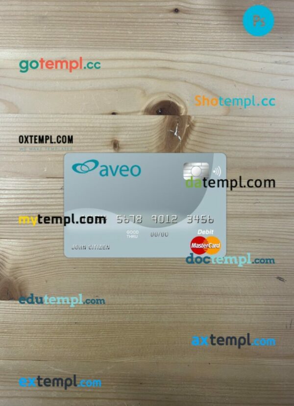 Australia Aveo bank mastercard PSD scan and photo taken image, 2 in 1