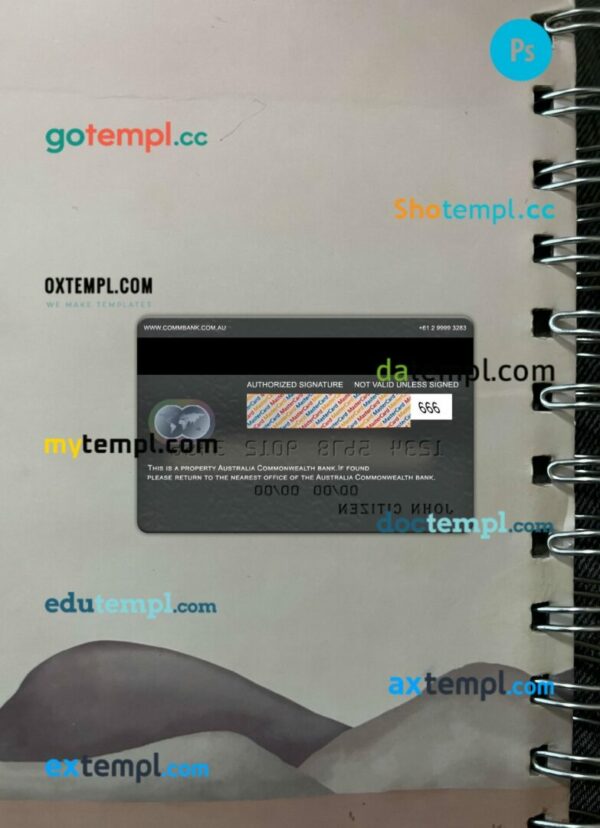 Australia Commonwealth bank mastercard PSD scan and photo taken image, 2 in 1 - Image 2