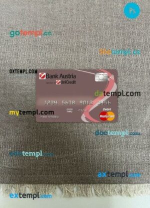 Austria Bank Austria mastercard PSD scan and photo taken image, 2 in 1