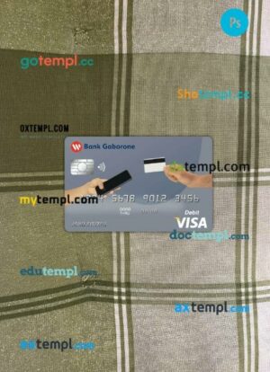 Botswana Bank Gaborone visa card PSD scan and photo-realistic snapshot, 2 in 1