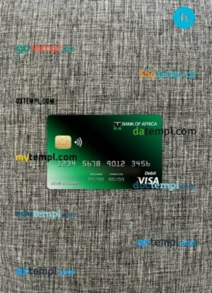 Burundi Africa bank visa card PSD scan and photo-realistic snapshot, 2 in 1