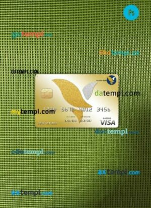 Cambodia Acleda bank visa card PSD scan and photo-realistic snapshot, 2 in 1