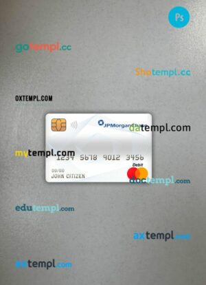 Canada JP Morgan chase bank master debit card PSD scan and photo taken image, 2 in 1