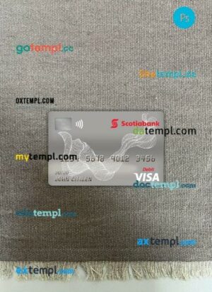 Canada Scotiabank visa debit card PSD scan and photo-realistic snapshot, 2 in 1