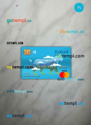 Central African republic ecobank master debit card PSD scan and photo taken image, 2 in 1