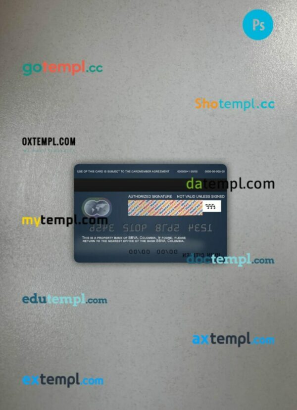 Colombia BBVA bank mastercard PSD scan and photo taken image, 2 in 1 - Image 2