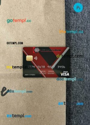 Congo Afriland First bank visa card PSD scan and photo-realistic snapshot, 2 in 1