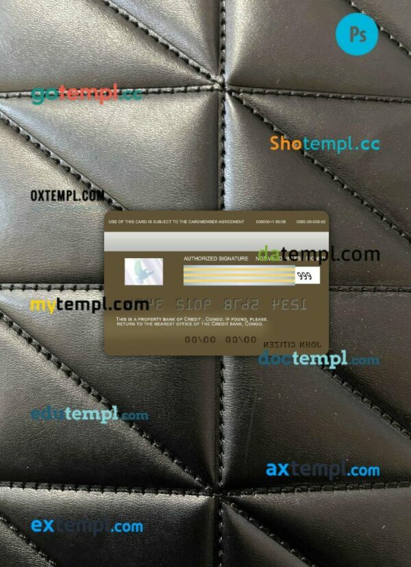Congo Credit bank visa card PSD scan and photo-realistic snapshot, 2 in 1 - Image 2