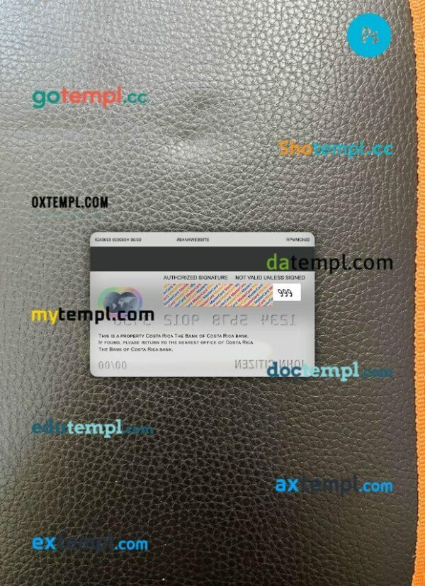 Costa Rica The Bank of Costa Rica master debit card PSD scan and photo taken image, 2 in 1 - Image 2