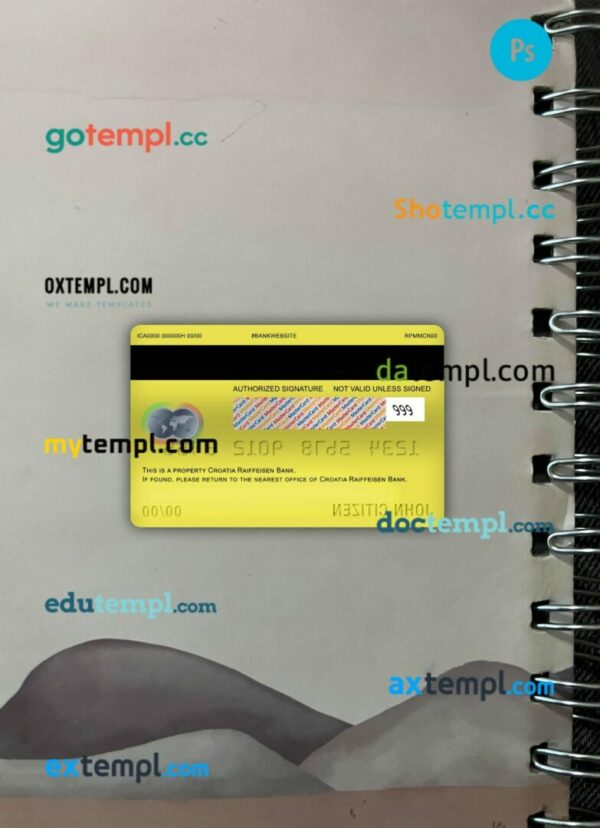 Croatia Raiffeisen bank master debit card PSD scan and photo taken image, 2 in 1 - Image 2