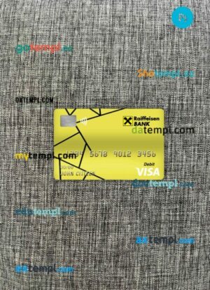 Croatia Raiffeisen bank visa debit card PSD scan and photo-realistic snapshot, 2 in 1