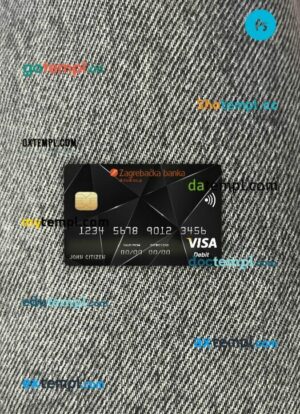 Croatia OTP bank visa debit card PSD scan and photo-realistic snapshot, 2 in 1