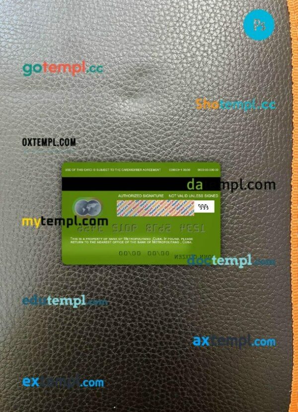 Cuba Metropolitano bank mastercard PSD scan and photo taken image, 2 in 1 - Image 2