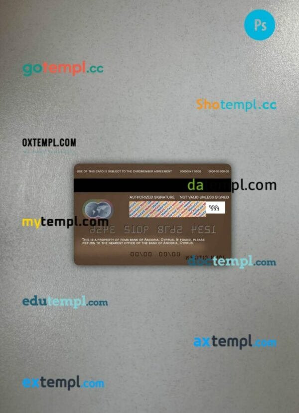 Cyprus Ancoria bank mastercard PSD scan and photo taken image, 2 in 1 - Image 2