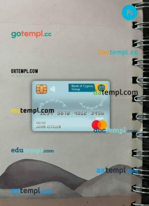 Cyprus bank of cyprus bank master debit card PSD scan and photo taken image, 2 in 1